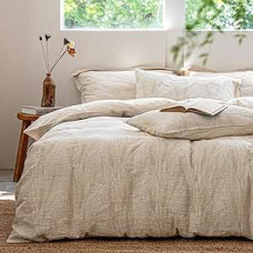 SOULFUL Linen Patalynė, 135 x 200 cm, medvilnė, žakardinė boho tekstūros patalynės komplektas, į kurį įeina 1 antklodės užvalkalas 135 x 200 cm ir 1 pagalvės užvalkalas 80 x 80, sertifikuota Oeko-Tex 100, kviečiai
