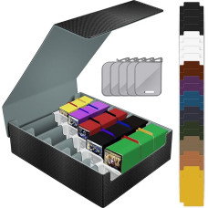 5-Reihige Deck Box, Sammelkarten Aufbewahrungsbox halt 3800+ Karten für TCG/Magic the Gathering (MTG)/ YuGiOh/Sport/Commander Karte, Magnetische Spielkarte Deckbox mit 5 Kartenhalter