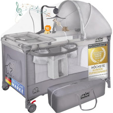 all Kids United Deluxe Baby Travel Cot with Changing Mat and Mobile