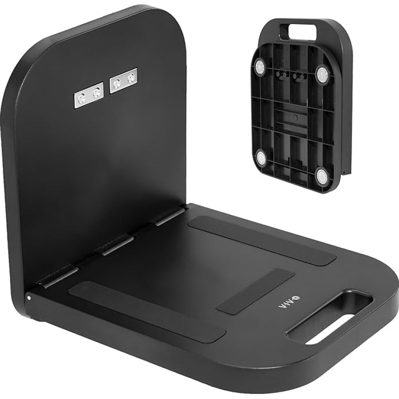 VIVO magnetinė nešiojamojo nešiojamojo kompiuterio darbo vieta, nešiojamojo kompiuterio lentyna, 15 kg talpa, laisvų rankų kompaktiškas stalas, plieninis paviršinis tvirtinimas, juoda DESK-MAG01