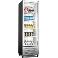 Klarstein GrandCooler 306L Drinks Refrigerator - Double Glazed Door, Aluminium Door, LED Lighting, Mechanical Thermostat, 0°C to 10°C, 4 Wheels, Energy Class B
