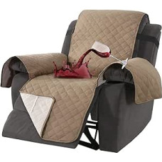 LINGKY Fotelio apsauga televizoriaus kėdei, 100 % vandeniui atspari 1 sėdimos vietos fotelio apsauga, neslystanti fotelio pagalvėlė, atpalaiduojanti kėdė su reguliuojamais dirželiais, skalbiami fotelio užvalkalai, fotelio užvalkalas (chaki, didelis)