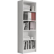 LILLY balta lentyna, moderni knygų spinta su 5 atvirais skyriais, universali biuro dokumentų lentyna, stovinti lentyna su daug vietos, 60 x 172 x 28 cm (plotis x aukštis x gylis)