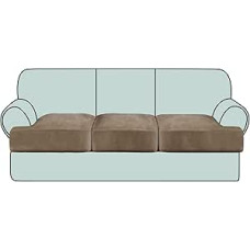 GAMUKAI Velvet T pagalvėlių užvalkalas 3 dalių sofa Slipcovers pagalvėlės apima 3 pagalvėlių sofa sofa sėdynės T formos pagalvėlės Slipcovers (3, Taupe)
