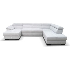 DOMO. kolekcija Wohnlandschaft David FK Sofa su U formos atlošo funkcija, sofa su spyruokliniu branduoliu ir atlošo funkcija, minkštas kampas 337 x 232 x 78 cm (plotis x gylis x aukštis), pilka