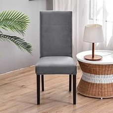 AIYINIY vienspalviai valgomojo kambario kėdžių užvalkalai, 1/4/6/10 komplektas, aksominiai kėdžių užvalkalai, skirti aukštai atlošo atramai, tempiamas elastinis audinys, nuimami, skalbiami, kėdžių apsaugai (4 komplektų rinkinys, antracitas)