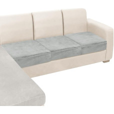 NAISI Couchkissenbezüge aus Samt, Stretch-Sofasitzbezüge oder Rückenlehnenbezüge, weich, individuelle Couchbezüge für Sektionalsofa (3 Stück für 3-Sitzerkissen, Hellgrau), 3 Stück