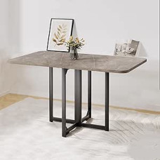 Col Folding Dining Table, Multi-Purpose Drop-Leaf Extension, Space Saving Kitchen, Dining Room Table with Adjustable Feet and Roll Protection, Easy to Open and Fold (Col