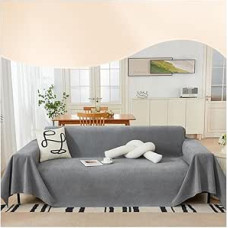 Loveseat Sofa Throws, Waterproof, Non-Slip, Durable, Sofa Cushion, Fabric, Furniture, Couch Protector for Pets, Hair, Children, Floppers, Dog, Cat Scratches (Grey, L: 260 x W: 180 cm)