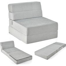 FANTASK 3-in-1 sulankstoma sofa lova, sulankstomas čiužinys, itin storas (15 cm) putplastis, sofa lova, grindų čiužinys, sulankstomas čiužinys, svečių čiužinys su nuimamu ir skalbiamu užvalkalu, 190 x 71 x 15 cm, pilkos spalvos