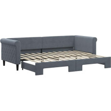 vidaXL dienos lova, sofa lova, išskleidžiama, svečių lova, miegamojo sofa lova, svetainė, ištraukiama lova sofa lova, modernus dizainas, tamsiai pilka, 80 x 200 cm, aksomas