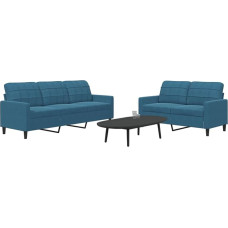 Gecheer 2-TLG. Sofagarnitur mit Kissen Blau Samt, Moderne Couch Polstersofa für Wohnzimmer Schlafzimmer Spielzimmer3278400