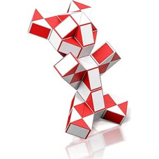 ROXENDA Magic Snake with 72 Blocks, Magic Snake Cube Twist Puzzle - 3D Fidget Puzzle Games Party Bag Children's Birthday Party for Children Adults - 1 Pack (Red)