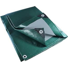 Tentas 4 x 6 m 330 g/m² itin atsparus plyšimui žalias pilkas 100 % vandeniui atsparus audinys Tentas UV stabilizuotas tentas su kilpomis 50 cm atstumu Dangtis sodo baldams baseinui automobiliui