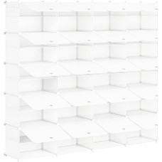 HOOBRO batų stovas 20 skyrių batų stovas 80 porų batų stovas 40 x 30 x 30 cm vienam skyriui Siauras su durimis Plastikinis gyvenamasis kambarys Miegamasis Prieškambaris Įėjimas Baltas EWT410SC01