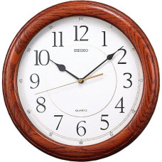 Seiko Dark Brown Solid Oak Wall Clock with Silent Second Hand