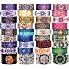 36 ritinėlių Mandala Washi juostos rinkinys - spalvota Datura estetiška dekoratyvinė juosta, skirta amatams, šiukšlių žurnalo reikmenims, rašymui, 15/25 mm pločio