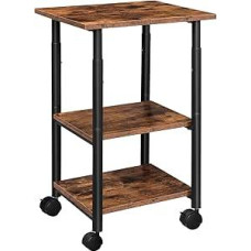 HOOBRO Printer Table, Printer Stand with Lockable Wheels, Printer Trolley Rollable with 3 Levels, Height Adjustable, Easy to Assemble, 48.5 x 40 x 67 cm, for Office, Dark Brown/Black EBF03PS01G1