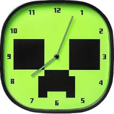 Minecraft Creeper Luminous Wall Clock - Officially Licensed Silent Clock - Includes 3 Sheets Removable Minecraft Sticker