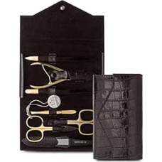 nippes Solingen manikiūro rinkinys, 7 dalių, tamsiai rudos ir auksinės spalvos