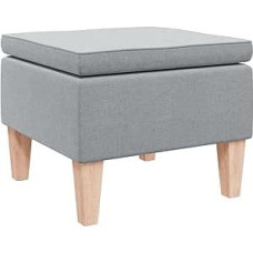 vidaXL taburetė, medinių kojų taburetė, minkšta taburetė, skirta svetainei, miegamajam, prieškambariui, kojų taburetė, atrama kojoms, sėdimoji taburetė, šviesiai pilkas audinys