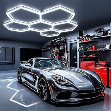 LED šešiakampis garažo apšvietimas, 248 W, lubų apšvietimas Kietas LED šešiakampis dirbtuvių lubų apšvietimas, Dly šešiakampis garažo LED apšvietimas garažui, dirbtuvėms, sandėliui, rūsiui, sporto salei