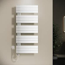 SONNI Bathroom Radiator Electric Towel Warmer with Thermostat Heating Rod White 1314 x 600 mm 800 Watt Flat Towel Dryer Electric Towel Radiator for Bathroom with Temperature Controller