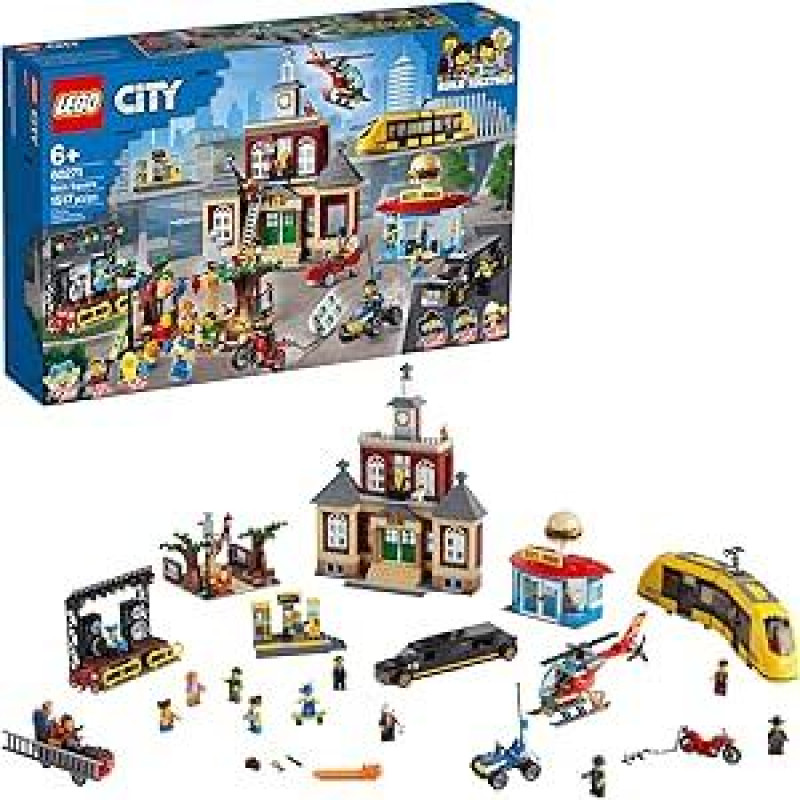 LEGO City Main Square 60271 rinkinys, šaunus konstravimo žaislas vaikams, naujas 2021 (1517 detalių)