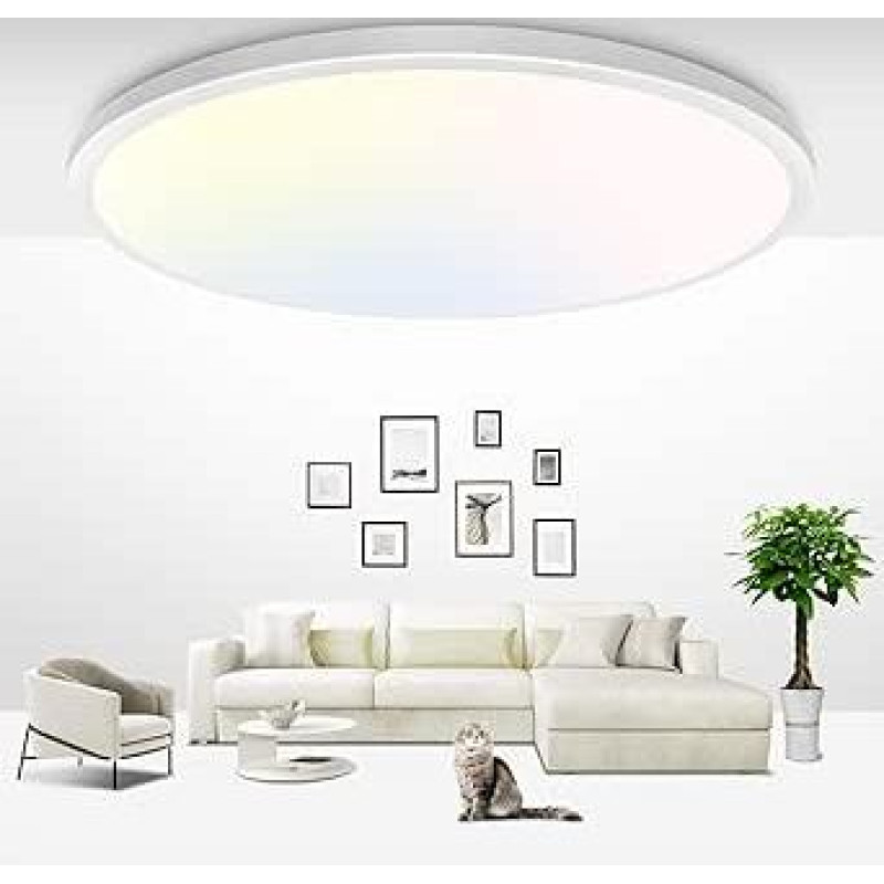 libtit LED lubų šviestuvas 36 W, ryškus lubų šviestuvas 4200 lm, didelis skersmuo 42 cm, (šilta balta, neutrali balta, šalta balta), plokščias lubų šviestuvas gyvenamasis kambarys, modernus plonas virtuvės šviestuvas luboms, miegamasis