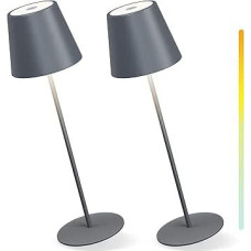 MALUX belaidis stalinis šviestuvas, 2 vnt., jutiklinis valdymas, reguliuojamas apšvietimas, šilta balta spalva, 2700 K - 4000 K, metalinis LED stalinis šviestuvas, akumuliatorius, vandeniui atsparus IP54 LED stalinis šviestuvas su akumuliatoriumi, skirtas