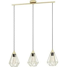 Eglo Tarbes Pendant Light, 3-Bulb Modern Pendant Light Made of Metal in Brushed Brass, Dining Table Lamp, Living Room Lamp Hanging with E27 Socket, L 79 cm