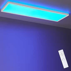 LEZOE RGB LED lubų šviestuvas su nuotolinio valdymo pulteliu, 22 W 3000 LM (136 Lm/W), 4000 K RGB lubų šviestuvas su nuotolinio valdymo pulteliu, reguliuojamu apšvietimu, skirtas virtuvei, svetainei, miegamajam, vaikų kambariui, 58 x
