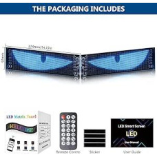 2 vnt. Led Augen für LKW und Auto, 374 * 92 mm (16 * 64) Akių šviesa automobiliams Led, Personalizuotos Augen Lichtschilder Lanksčios LED-Augen su APP-Steuerung und Fernbedienung, Bluetooth