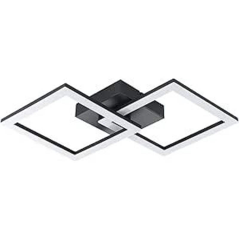 EGLO LED Deckenleuchte Palmaves-E, eckige Deckenlampe, Schlafzimmerlampe aus schwarzem Metall, Lampe Decke Wohnzimme Schlafzimmer, warmweiß, L 52,5 cm