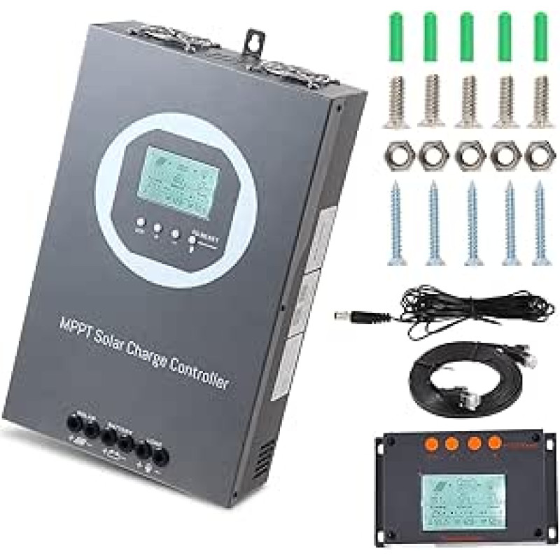 100 A MPPT saulės įkrovos valdiklis 48 V 36 V 24 V 12 V Automobilinis maks. 150 V nuolatinės srovės įvesties saulės valdiklis su LCD ekranu ir temperatūros jutikliu, skirtas sandariems, geliniams, užliejamiems ir ličio įrenginiams su 1,5 m LCD485
