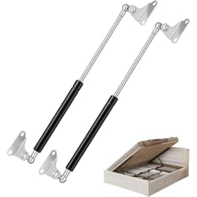 Dujų keltuvas 50 mm 45 kg/450 N, 2 vnt., universalus reguliuojamas didelės apkrovos L tipo dujų slėgio sklendės hidraulinis laikiklis, skirtas įrankių dėžės, namelio ant ratų durų ir kitoms individualioms reikmėms