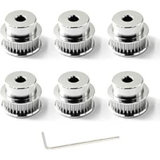 Pulley 30 Teeth Timing Belt Pulley 5 mm Bore Pulley for Ropes 6 mm 3D Printer Timing Belt Roll Pack of 6 (Wrench Included)