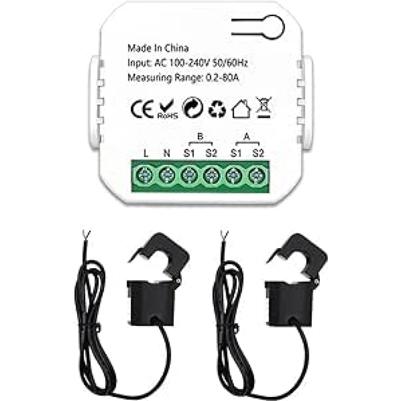 Saulės energijos tiekimo įrenginys Bidirektional 1, 2 Kanal mit Stromsensor App Monitor Leistung 80A 110V/240V Gateway erforderlich (2 kanalai-2CT)