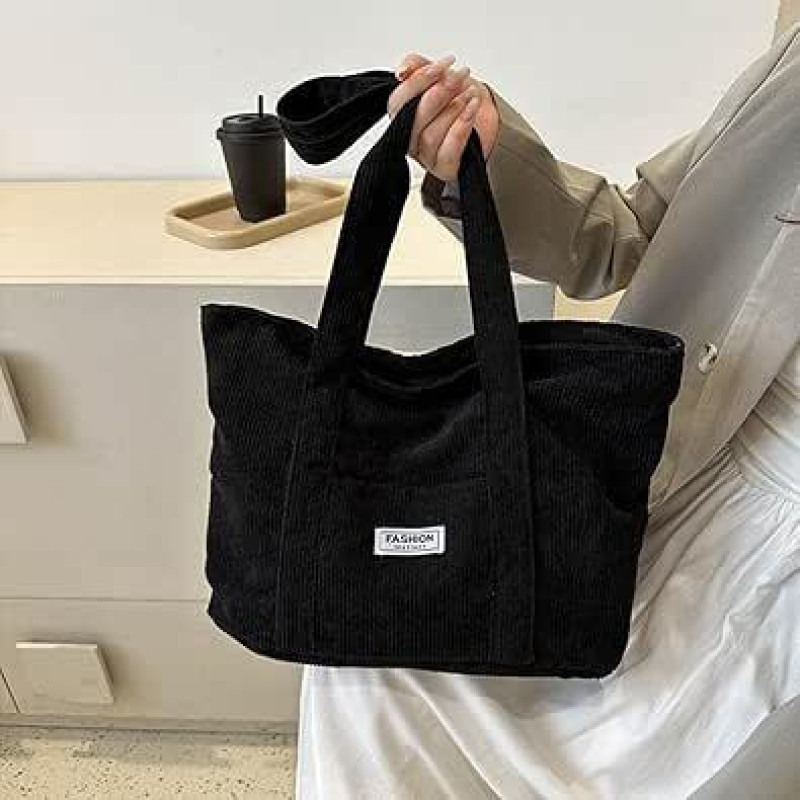 Velvetas Tote Bag moterims drobė rankinės pečių krepšys su kišenėmis kelionės darbo apsipirkimo sporto salė saugojimo kuprinė piniginės