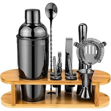Cocktail Shaker Set Bartender Set with Stand, Stainless Steel Drink Mixer Set with All Essential Accessories, Professional Bar Tool Set, Bartending Kit, Gifts for Home Bar and Men, Dad, Women
