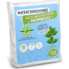 SWEET NIGHT - Greenfirst Mattress Protector 160 x 200 cm | Plant Treatment | Waterproof and Anti-Dust Mite Mattress Topper | 100% Cotton Fleece | Quiet and Breathable