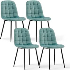 CLIPOP Velvet valgomojo kėdės, 4 vnt., virtuvės kėdės, minkštos kėdės, svetainės kėdės, sėdimoji dalis su atlošu ir metalinėmis kojelėmis (aksominė žalia, 4 vnt.)