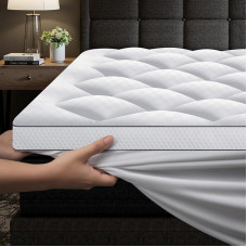 Autsel Memory Foam Mattress Topper & Mattress Protector, Ultra Soft Mattress Topper with Deep Pockets and Non-Slip Corner Straps 140 x 200 cm