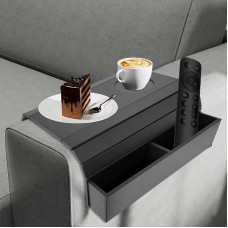 XEERUN Sofos padėklas porankis, sofos atlošo lentyna, medinis sofos porankio padėklas, sofos porankio lentyna, medinis bambuko sofos porankis, porankio padėklas jūsų sofai (46 x 32 cm, juodas)