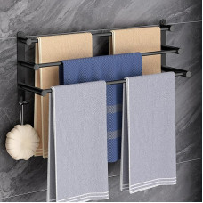 80 cm rankšluosčių laikiklis Nereikalingas gręžimas Rankšluosčių laikiklis Stovintis rankšluosčių laikiklis Juoda vonios kambario aksesuarai Rankšluosčių laikiklis Vonios kambarys Savarankiškai lipnus SUS304 nerūdijančio plieno rankšluosčių laikiklis Sien