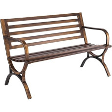 VEVOR Garden Bench, Garden Furniture Benches, 127 cm, 250 kg Load Capacity, Patio Bench, Porch Bench with Slatted Pattern and Armrests with Rounded Edges, Balcony Bench with Metal Frame for Park, Yard