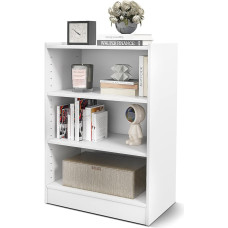 KOMFOTTEU 3 aukštų knygų spinta su reguliuojamomis lentynomis, stovinti lentyna 50 x 30 x 75 cm su apsauga nuo pakreipimo, miegamojo, svetainės spinta (balta)