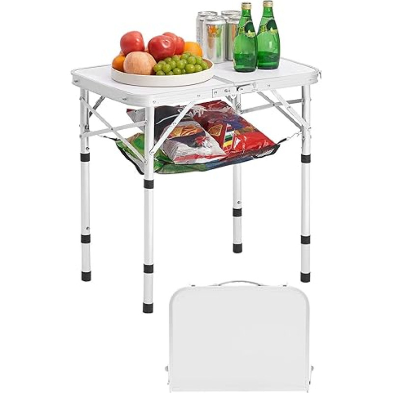 VEVOR sulankstomas stalas Bufetinis stalas Nešiojamas universalus stalas 60 x 40 cm reguliuojamo aukščio stalas (2-4 žmonėms) su rankena, sodo stalas Stalas Stovyklavimo stalas vakarėliams Piknikas Stovyklavimas Grilis BBQ