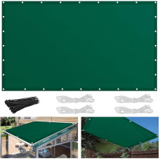 Tentas 3 x 4 m, vandeniui atsparus UV spindulių apsaugos tentas su kilpomis ir virve, stačiakampis saulės tentas, atsparus oro sąlygoms, skirtas balkonui, sodui, terasai, žalias