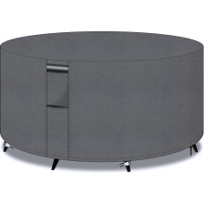 PATIO PLUS apvalūs sodo stalų dangčiai su vėdinimo plyšiais, 600D Oksfordo audinys, apvalus terasos komplektas, stalo dangtis, sodo baldų komplekto dangtis, atsparus vandeniui, atsparus vėjui, apsaugantis nuo UV spindulių, 200 x 80 cm, pilkas